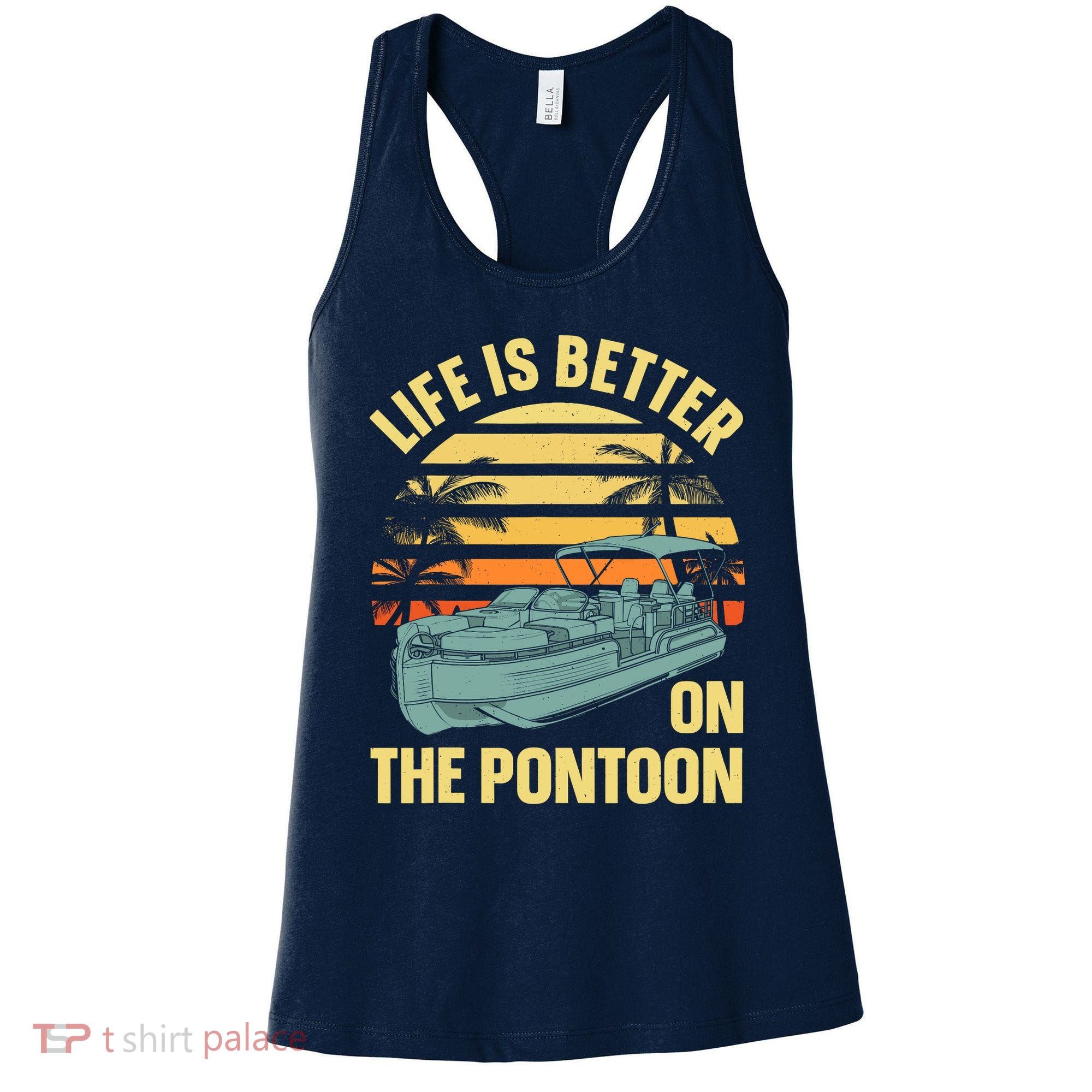 Funny Pontoon Boat Art For Boating Pontoon Captain Women's Tank Top