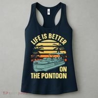 Funny Pontoon Boat Art For Boating Pontoon Captain Women's Tank Top thumb 3