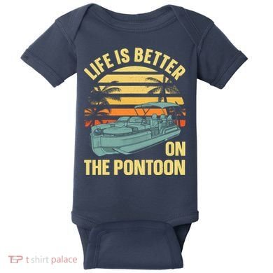 Funny Pontoon Boat Art For Boating Pontoon Captain Baby Bodysuit