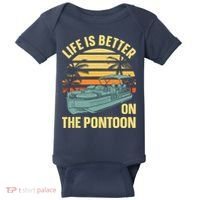 Funny Pontoon Boat Art For Boating Pontoon Captain Baby Bodysuit thumb 0