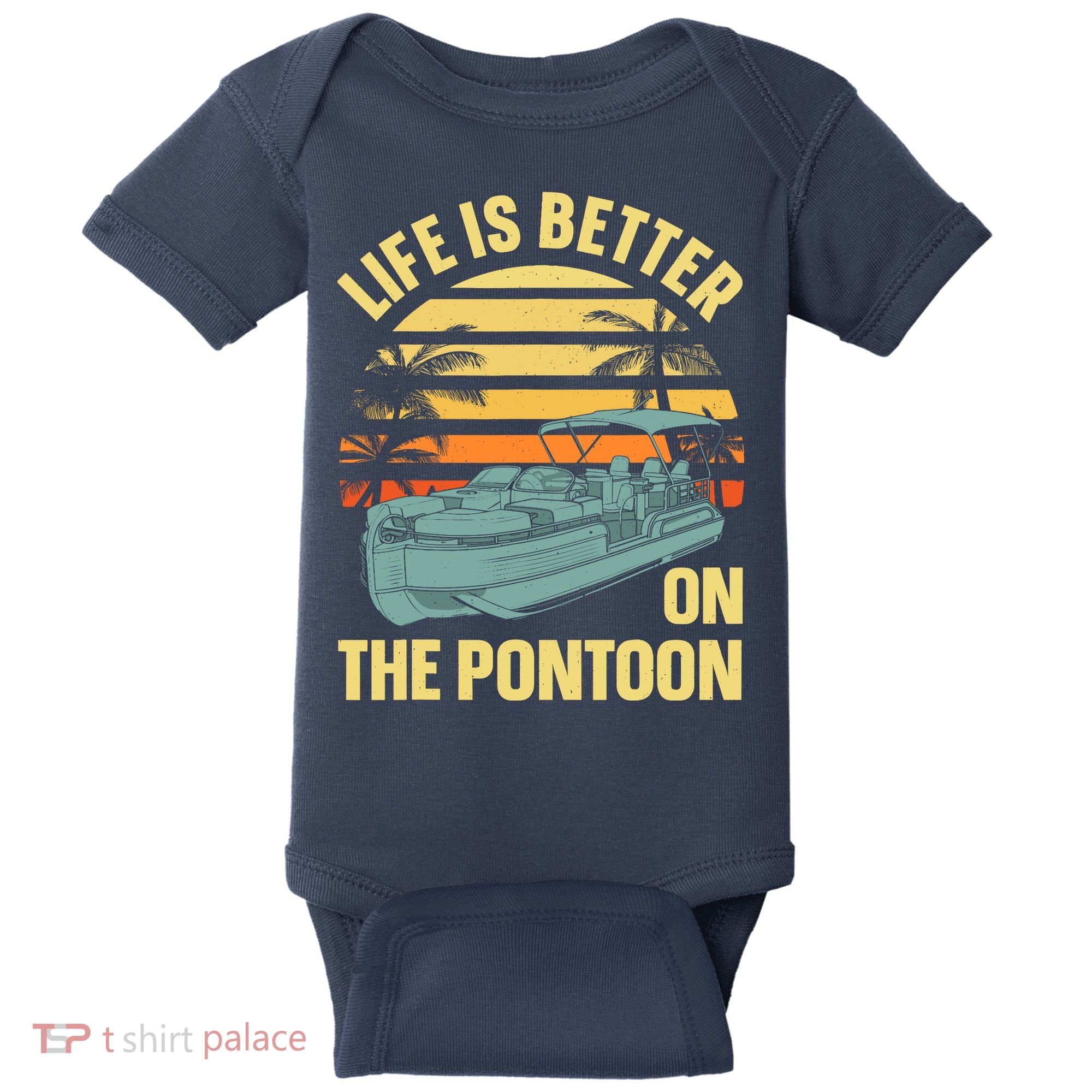 Funny Pontoon Boat Art For Boating Pontoon Captain Baby Bodysuit