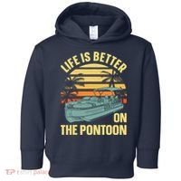 Funny Pontoon Boat Art For Boating Pontoon Captain Toddler Hoodie thumb 0