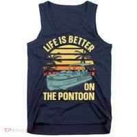 Funny Pontoon Boat Art For Boating Pontoon Captain Tank Top thumb 0