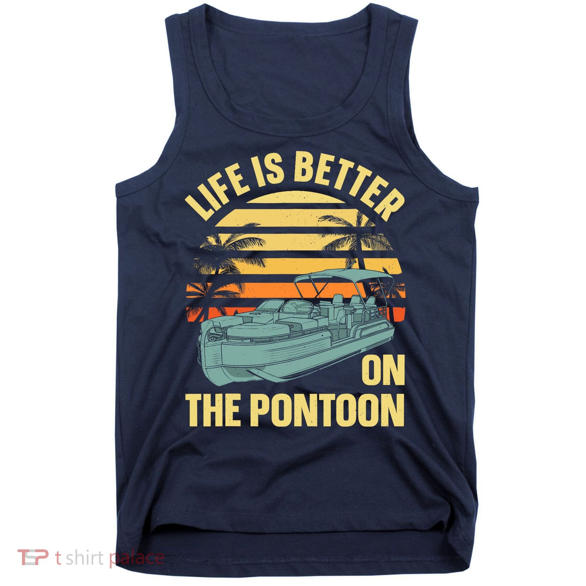 Funny Pontoon Boat Art For Boating Pontoon Captain Tank Top