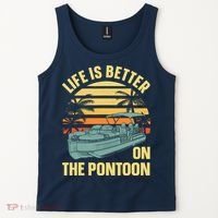 Funny Pontoon Boat Art For Boating Pontoon Captain Tank Top thumb 2