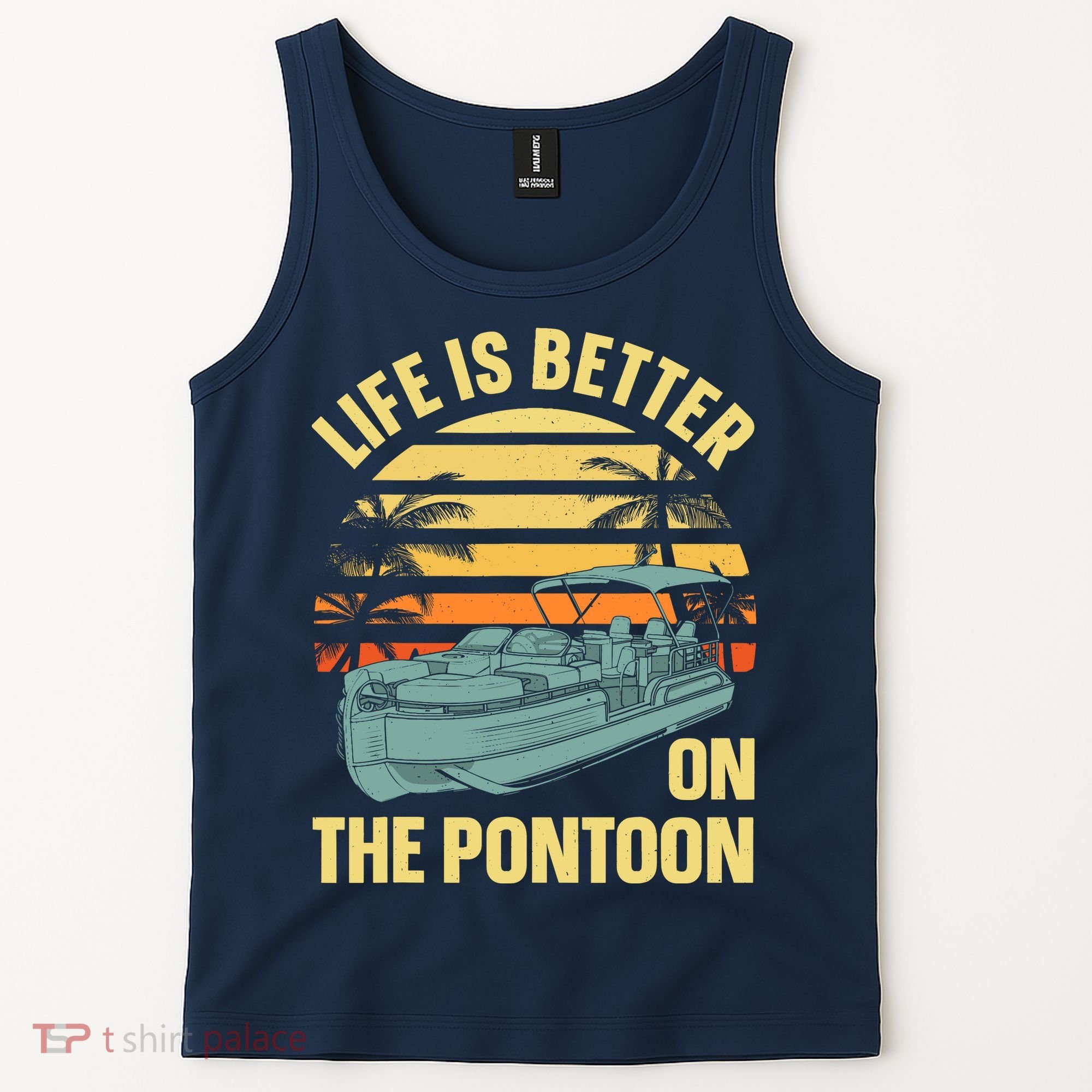 Funny Pontoon Boat Art For Boating Pontoon Captain Tank Top