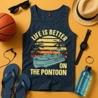 Funny Pontoon Boat Art For Boating Pontoon Captain Tank Top thumb 4