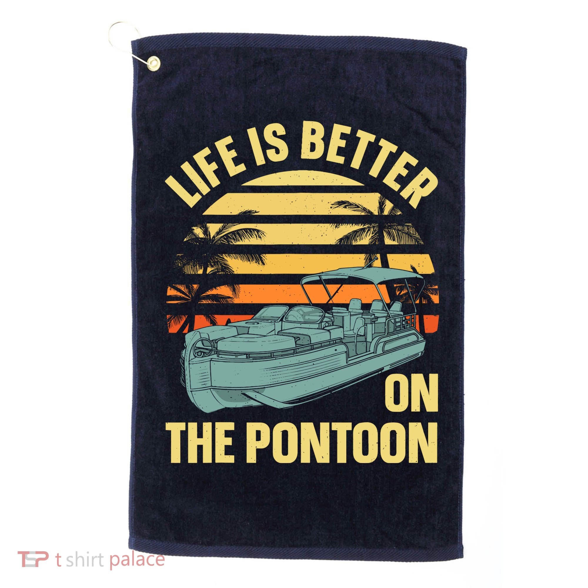 Funny Pontoon Boat Art For Boating Pontoon Captain Golf Towel