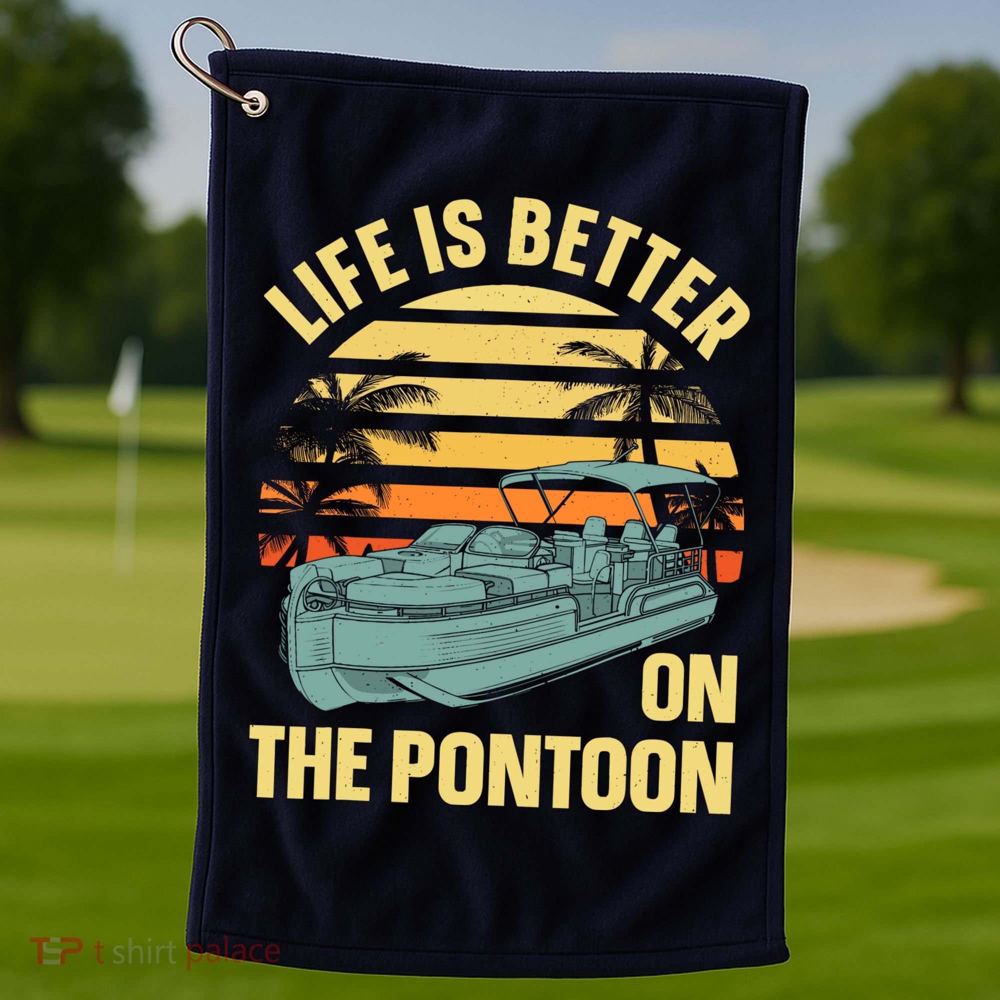 Funny Pontoon Boat Art For Boating Pontoon Captain Golf Towel