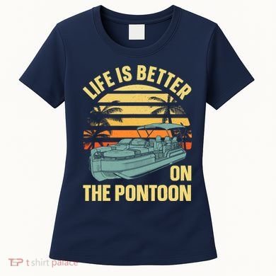 Funny Pontoon Boat Art For Boating Pontoon Captain Women's T-Shirt