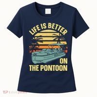 Funny Pontoon Boat Art For Boating Pontoon Captain Women's T-Shirt thumb 0