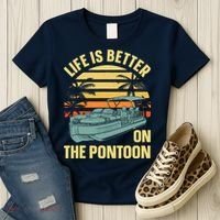 Funny Pontoon Boat Art For Boating Pontoon Captain Women's T-Shirt thumb 3