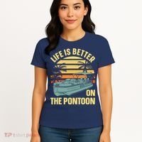 Funny Pontoon Boat Art For Boating Pontoon Captain Women's T-Shirt thumb 4
