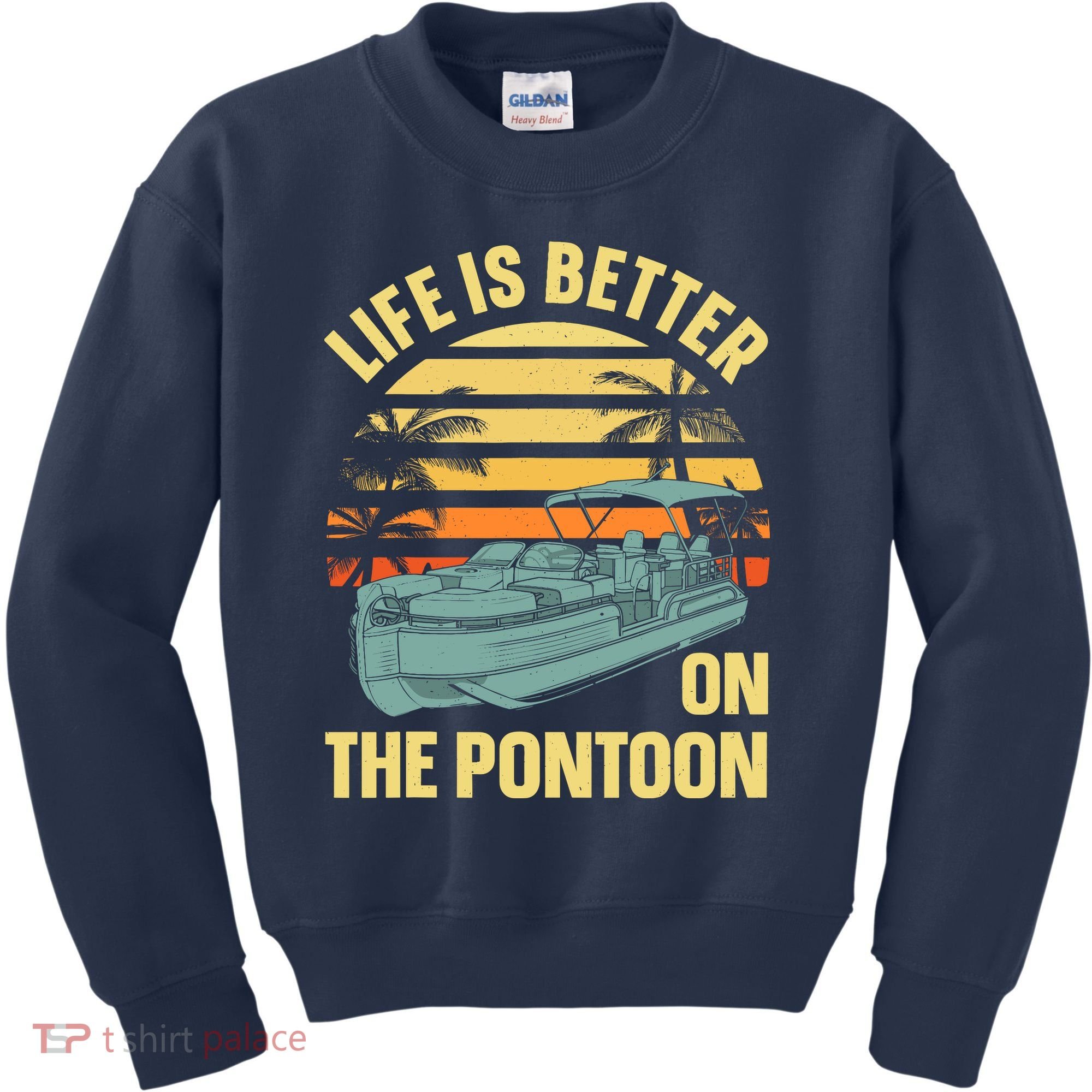 Funny Pontoon Boat Art For Boating Pontoon Captain Kids Sweatshirt