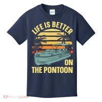 Funny Pontoon Boat Art For Boating Pontoon Captain Kids T-Shirt thumb 0