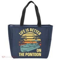 Funny Pontoon Boat Art For Boating Pontoon Captain Tote Bag thumb 0