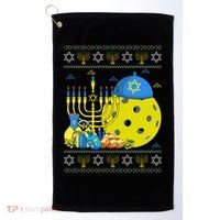 Funny Pickleball Ball Orah Dreidel Ugly Hanukkah Sweater Funny Gift Golf Towel thumb 0