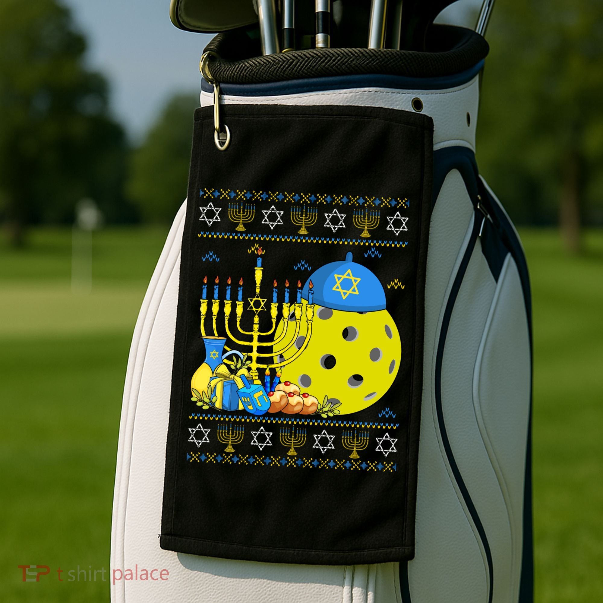 Funny Pickleball Ball Orah Dreidel Ugly Hanukkah Sweater Funny Gift Golf Towel