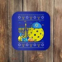 Funny Pickleball Ball Orah Dreidel Ugly Hanukkah Sweater Funny Gift Coaster thumb 0