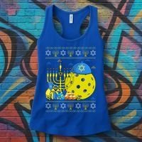 Funny Pickleball Ball Orah Dreidel Ugly Hanukkah Sweater Funny Gift Women's Tank Top thumb 3