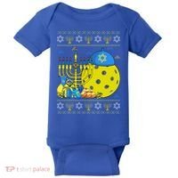 Funny Pickleball Ball Orah Dreidel Ugly Hanukkah Sweater Funny Gift Baby Bodysuit thumb 0