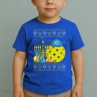 Funny Pickleball Ball Orah Dreidel Ugly Hanukkah Sweater Funny Gift Toddler T-Shirt thumb 2