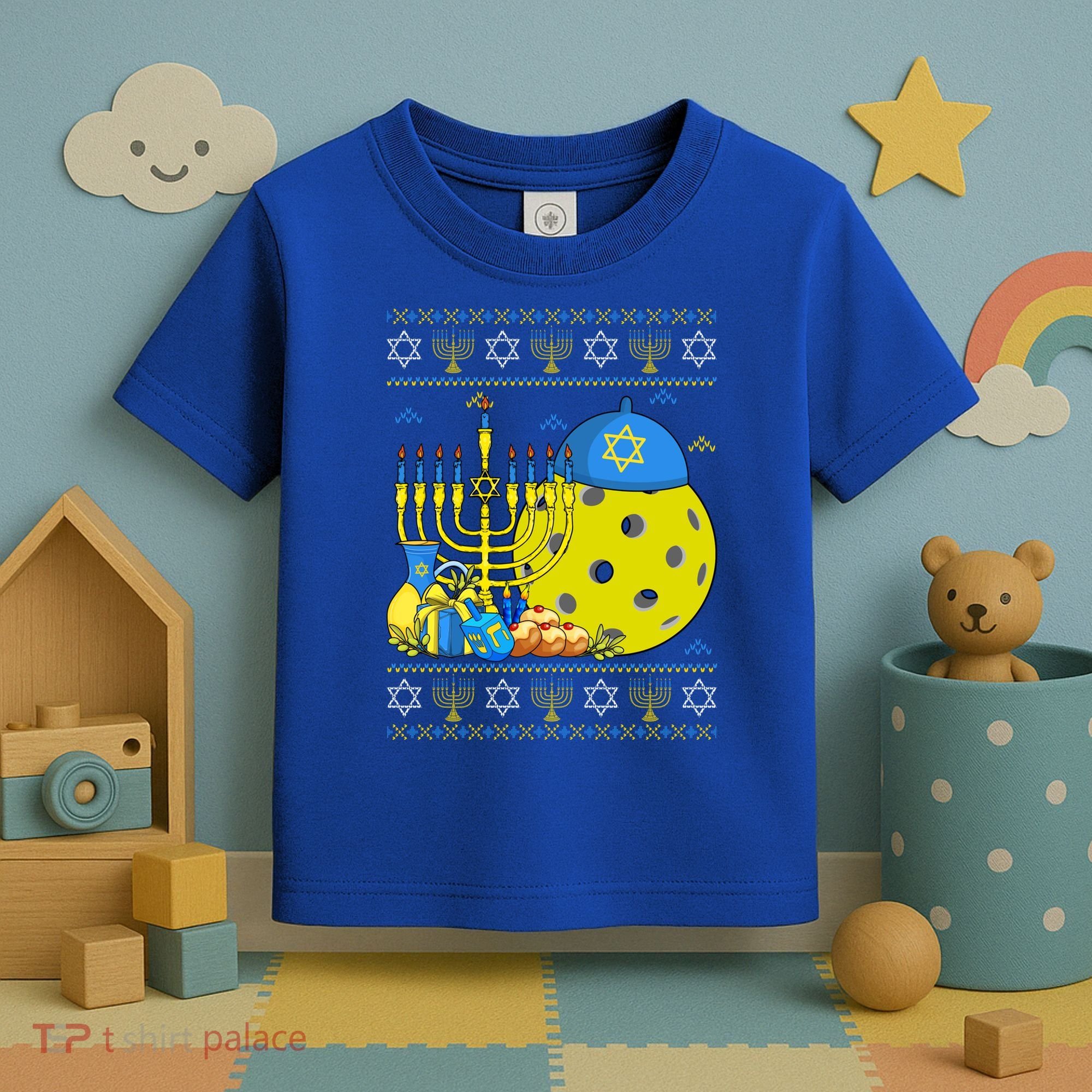 Funny Pickleball Ball Orah Dreidel Ugly Hanukkah Sweater Funny Gift Toddler T-Shirt