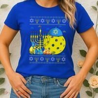 Funny Pickleball Ball Orah Dreidel Ugly Hanukkah Sweater Funny Gift Women's T-Shirt thumb 2