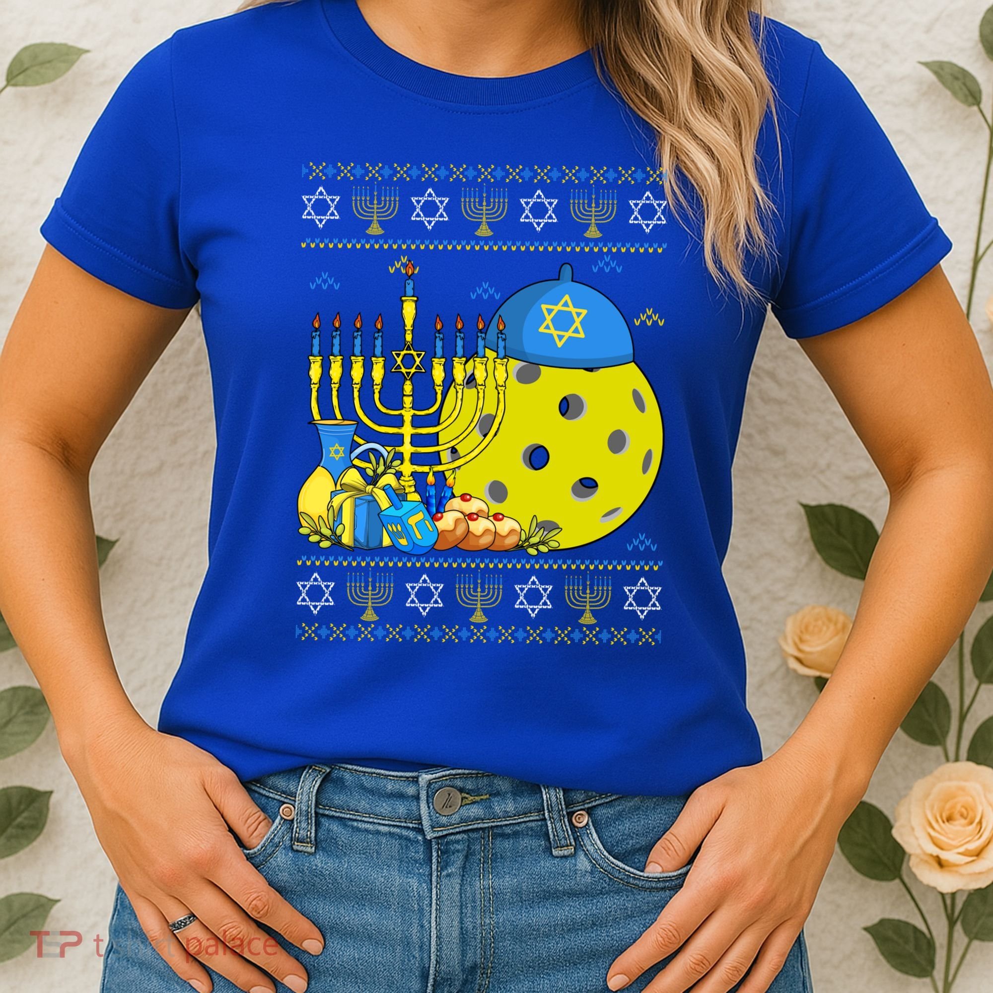 Funny Pickleball Ball Orah Dreidel Ugly Hanukkah Sweater Funny Gift Women's T-Shirt