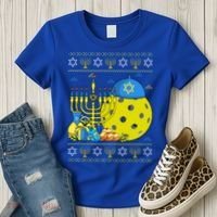 Funny Pickleball Ball Orah Dreidel Ugly Hanukkah Sweater Funny Gift Women's T-Shirt thumb 3