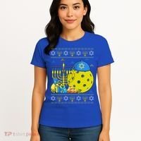 Funny Pickleball Ball Orah Dreidel Ugly Hanukkah Sweater Funny Gift Women's T-Shirt thumb 4