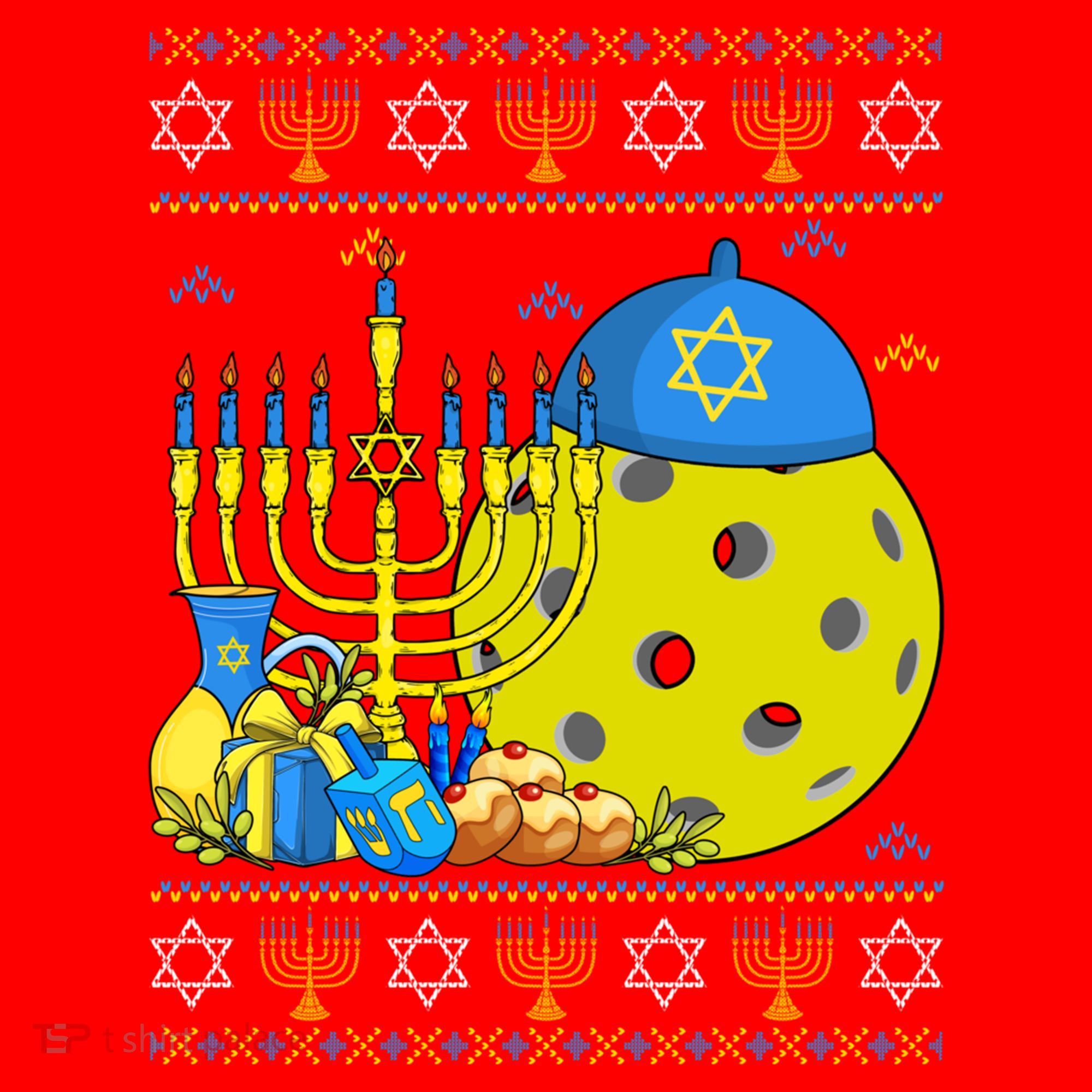 Funny Pickleball Ball Orah Dreidel Ugly Hanukkah Sweater Funny Gift Santa Hat