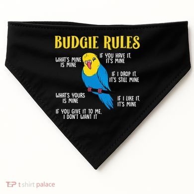 funny Parakeet Budgie Rules Bird Budgerigar USA-Made Doggie Bandana