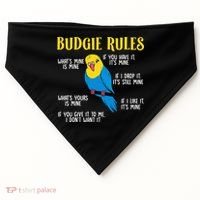 funny Parakeet Budgie Rules Bird Budgerigar USA-Made Doggie Bandana thumb 0