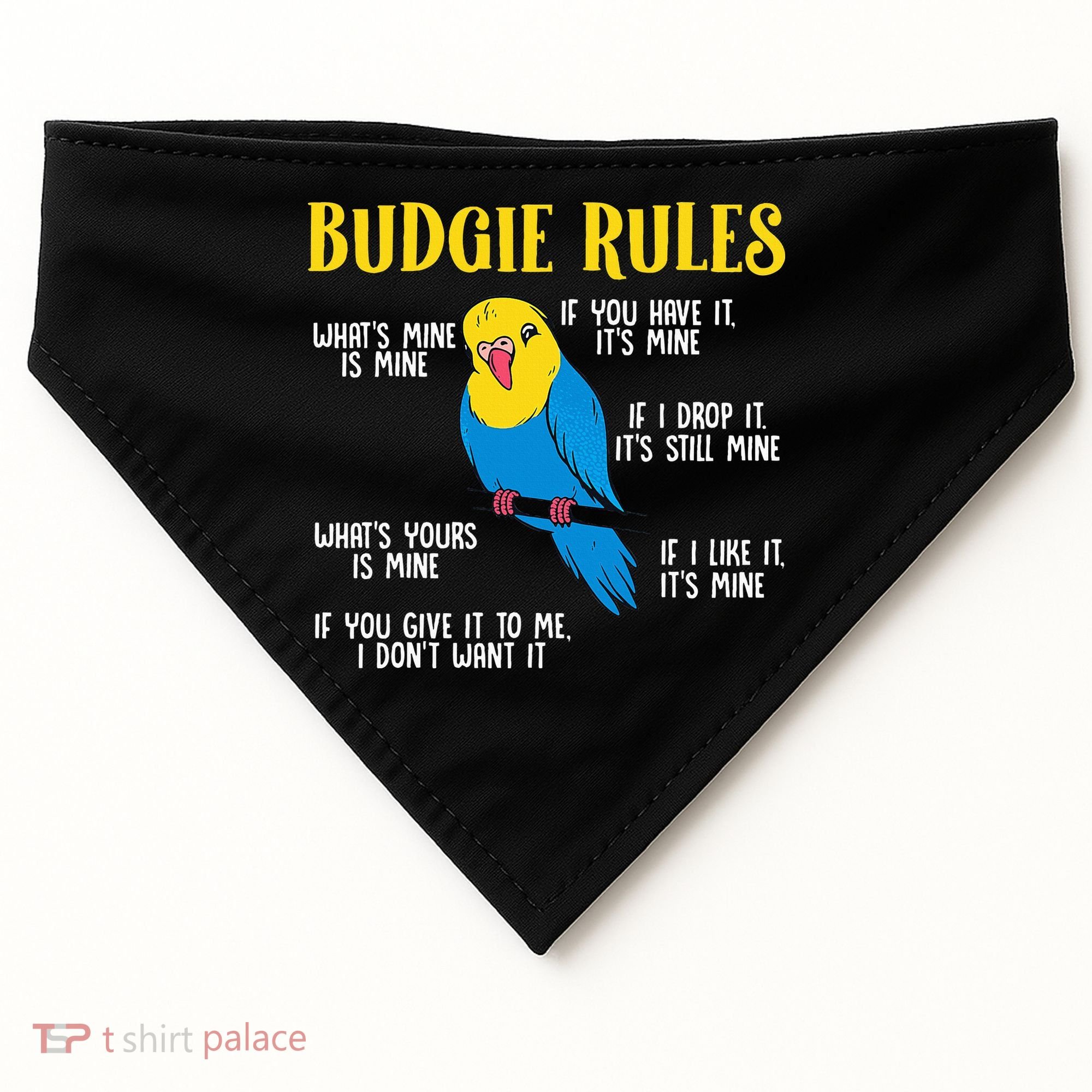 funny Parakeet Budgie Rules Bird Budgerigar USA-Made Doggie Bandana