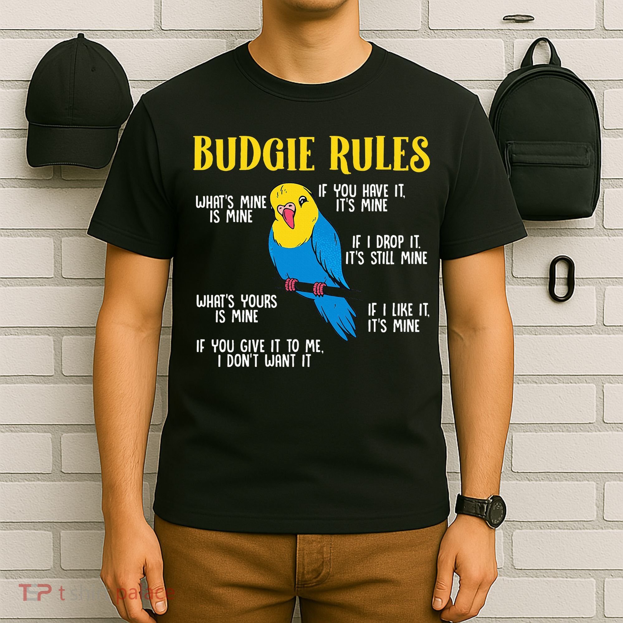 funny Parakeet Budgie Rules Bird Budgerigar T-Shirt