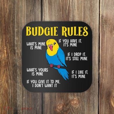 funny Parakeet Budgie Rules Bird Budgerigar Coaster
