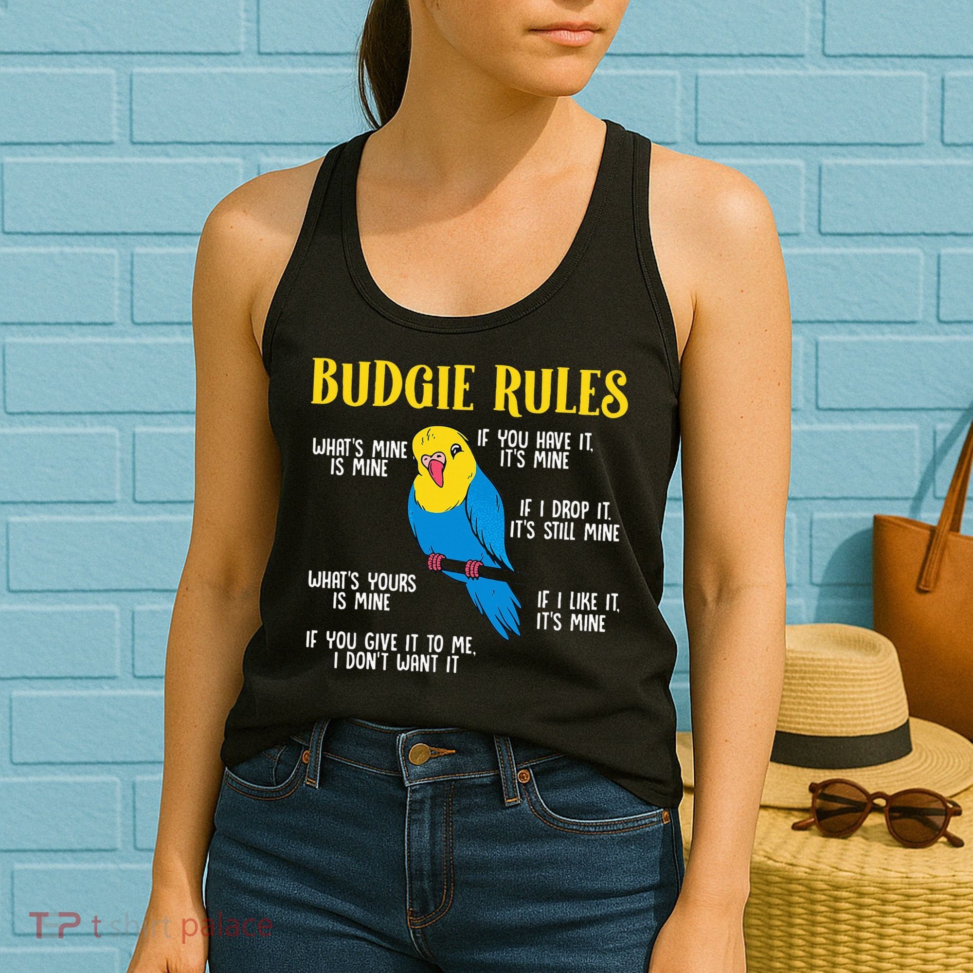 funny Parakeet Budgie Rules Bird Budgerigar Women's Tank Top