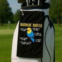 funny Parakeet Budgie Rules Bird Budgerigar Golf Towel thumb 2