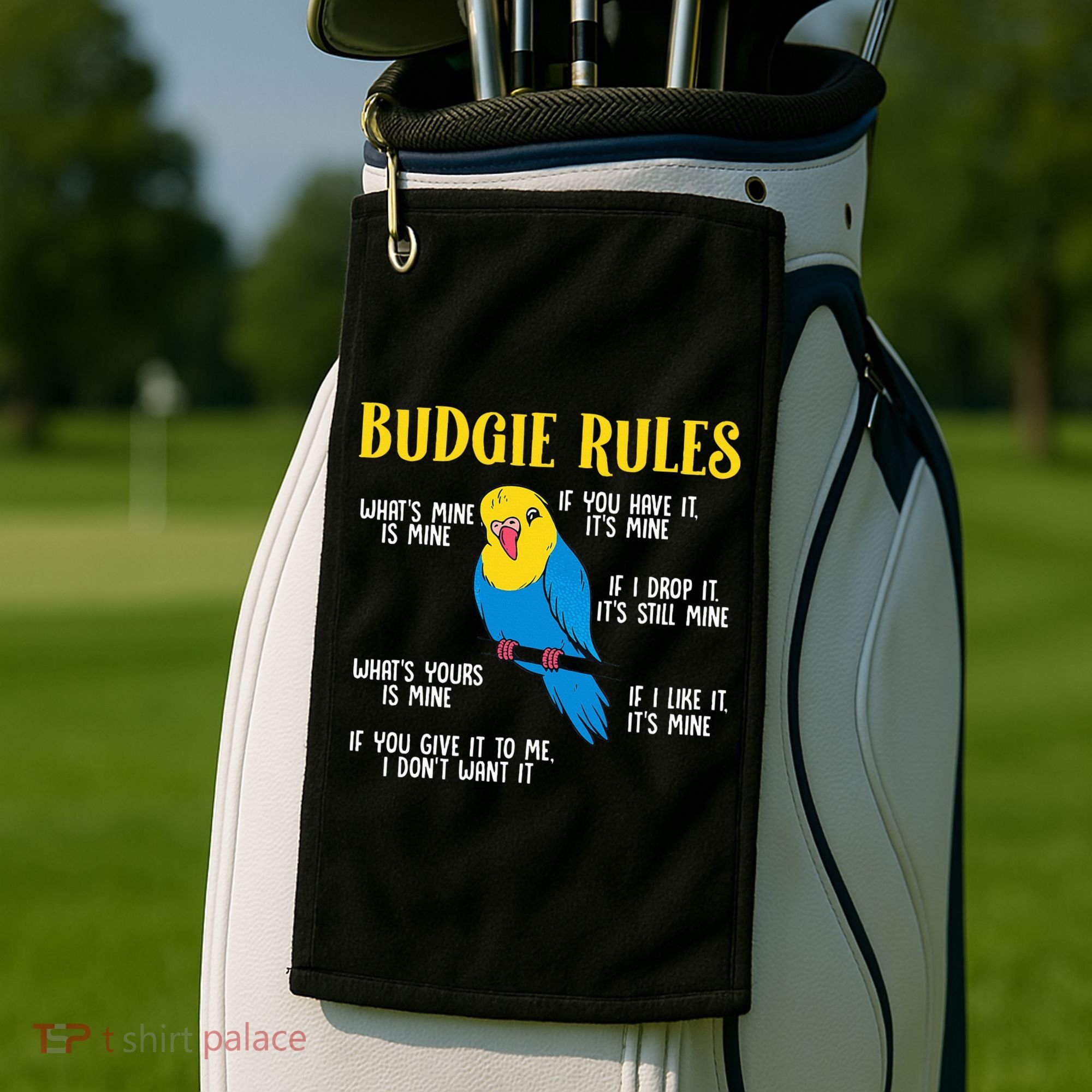 funny Parakeet Budgie Rules Bird Budgerigar Golf Towel