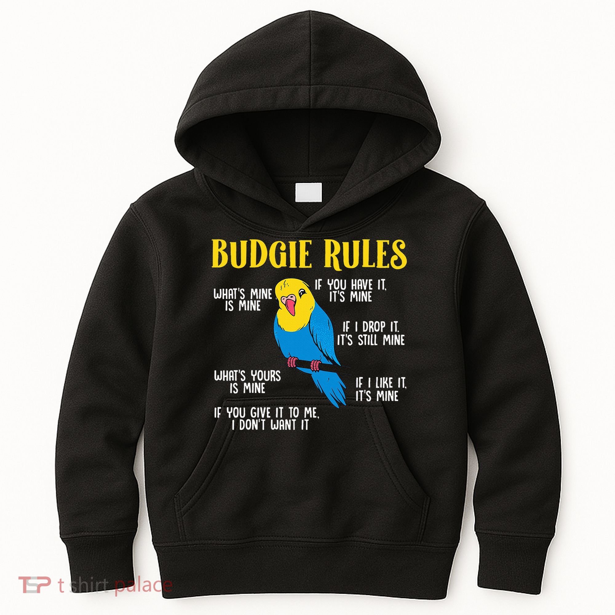 funny Parakeet Budgie Rules Bird Budgerigar Kids Hoodie