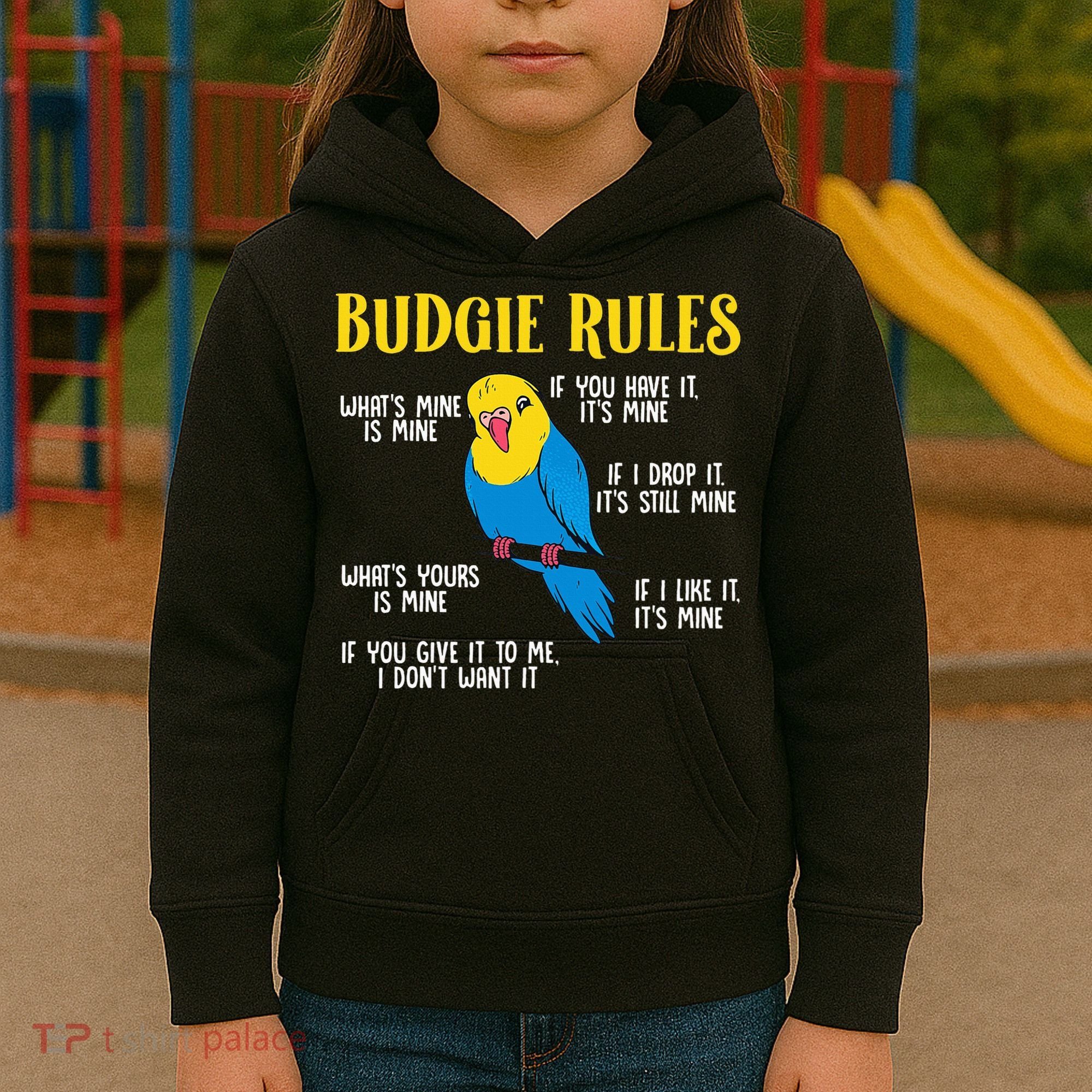 funny Parakeet Budgie Rules Bird Budgerigar Kids Hoodie
