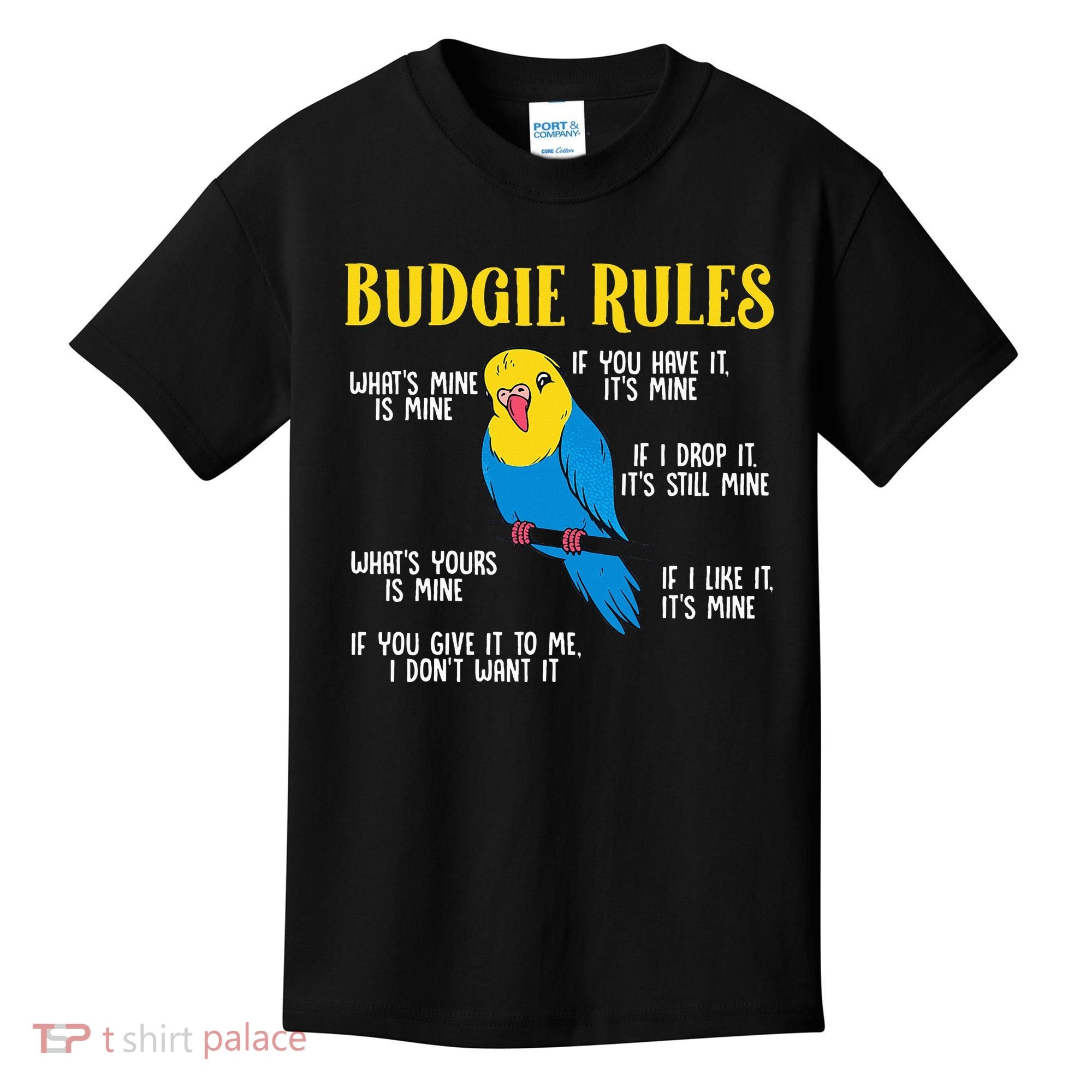 funny Parakeet Budgie Rules Bird Budgerigar Kids T-Shirt