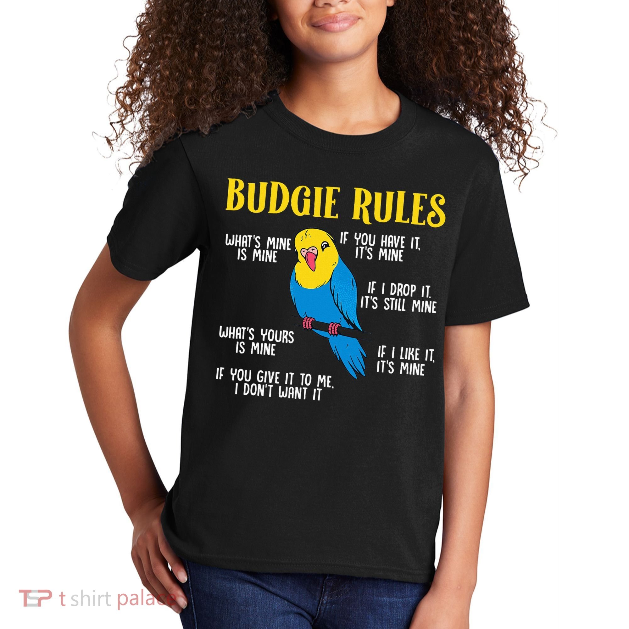 funny Parakeet Budgie Rules Bird Budgerigar Kids T-Shirt