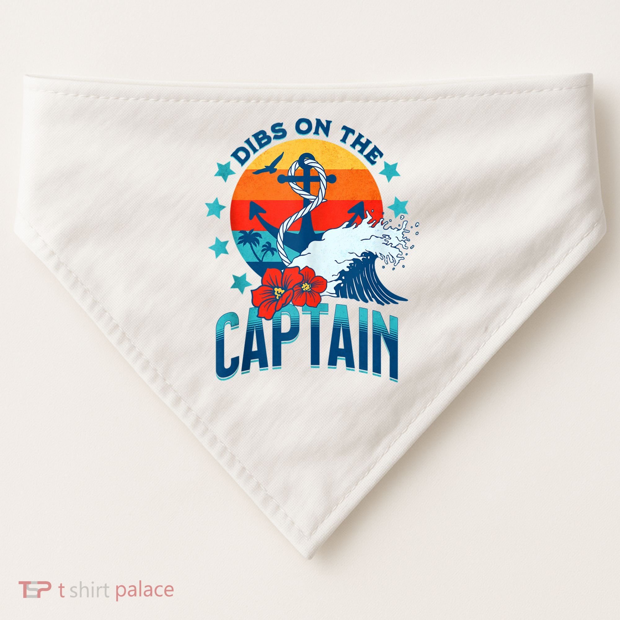 Funny Pontoon Boat Captain Dibs On The Captain USA-Made Doggie Bandana