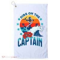 Funny Pontoon Boat Captain Dibs On The Captain Golf Towel thumb 0