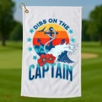 Funny Pontoon Boat Captain Dibs On The Captain Golf Towel thumb 1