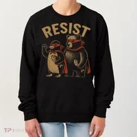 Funny Penguin Bear Resist Penguins Protest Against Tariffs Women's Sweatshirt thumb 0