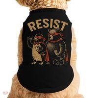 Funny Penguin Bear Resist Penguins Protest Against Tariffs Doggie Tank thumb 0