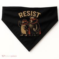 Funny Penguin Bear Resist Penguins Protest Against Tariffs USA-Made Doggie Bandana thumb 0